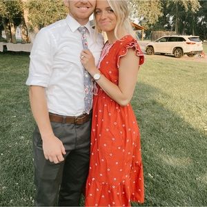 Flowy red Bohem dress